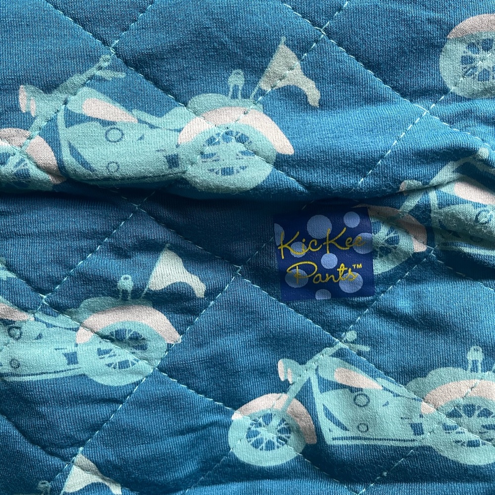 Kickee Pants Quilted Toddler Blanket in Heritage Blue Motorcycle (2018)
